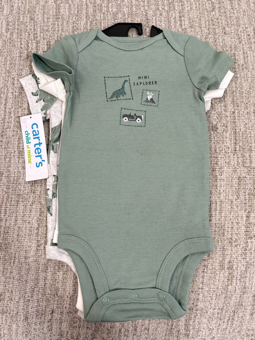 Carter's Sage Green Mini Explorer Short Sleeve Bodysuit (3 pack)